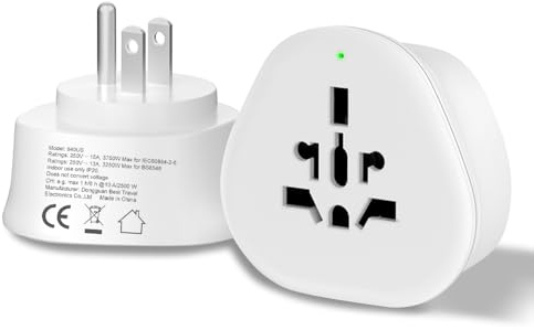 2 Pack US Plug Travel Adapter, UK/EU/Swiss/Brazil/Australia/China to US/Canada Pin Converter, Worldwide Socket to US Plug Converter, Type I/C/G/L/N/J (Not E/F) Convert to Type B Plug (840US)