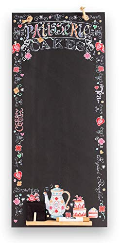 Chalkboards UK CHB137 Patisserie Hoch Dünne Kreidetafel/Tafel/Memo Küchenbrett mit Seil, Tablett und Kreide Booths Design Range, Holz, Schwarz, 60 x 26,5 x 1 cm