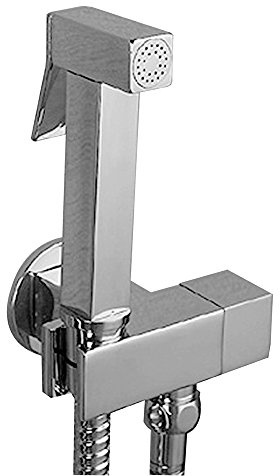 Brass Chrome Muslim Shataff Toilet Hand Held Bidet Spray Head Valve Kit Set | Square Bathroom Toilet Bidet Spray Kit Set Handheld Sprayer with Metal Shut Off Valve and 1.2M Shower Hose