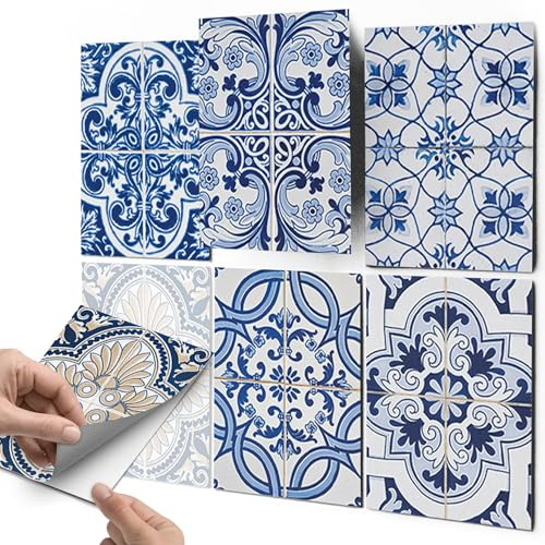 CREATISTO Fliesenaufkleber Fliesenfolie Mosaikfliesen - Stylische Sticker Aufkleber für Fliesen I Klebefliesen Deko Folien für Fliesen Ornament in Bad u. Küche (15x20 cm I 6 -Teilig)