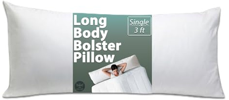 Linen Empire Premium Hollowfiber Filled White Bolster Pillow (SINGLE, 3FT) Non-Allergenic Orthopedic Long Pillow for Back, Neck, Maternity Support- Multi-purpose Pregnancy Support Bolster Pillow.