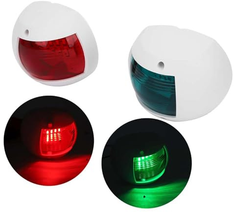 Aramox Marine Navigation Light, DC12V 24V 3W Waterproof Signal Lamp Spherical Red and Green LED Navigation Light[White] Bow Lights For Boats Led Boat Light