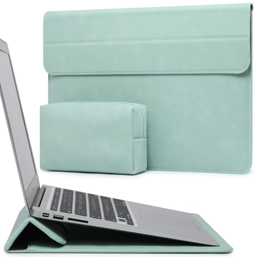 HYZUO 15-16 Zoll Laptop Hülle Laptophülle mit Standfunktion für MacBook Pro 16 M4/M3/M2/M1 Pro/Max 2026-2019, XPS 15, MacBook Pro 15 2015-2012, Samsung Galaxy Book Flex/Pro 15, Mintgrün