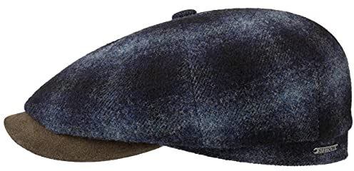 Stetson Hatteras Johnny Flatcap Schirmmütze Ballonmütze Wollcap Newsboy-Mütze Herren - Made in The EU mit Schirm, Futter Winter Herbst-Winter - 57 cm schwarz-blau