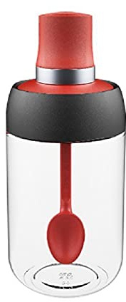XiaoShenLu Tarro de especias con sello de cuchara, salero y azúcar, botella de condimento para el hogar, 250 ml, rojo