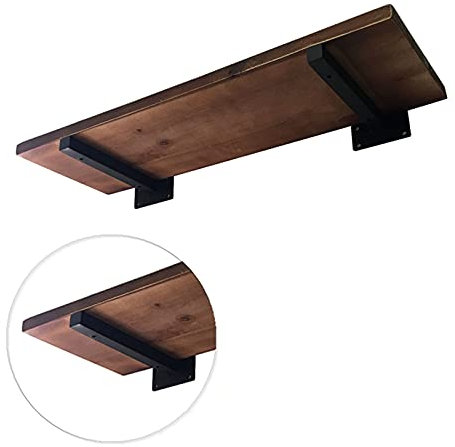 DLLY 2 Stück Regalträger, Schwarz/weiß t Rechter Winkel Regalhalterung, Wandmontiert Rustikale Industrie-regalträger, Schwebender Metall-Eisen-regalhalterungen,Black-10cm/3.9in