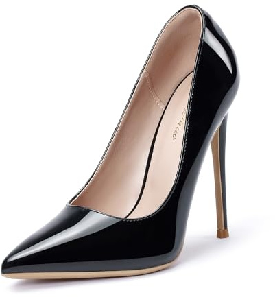 GENSHUO - Scarpe décolleté da Donna, con Tacco Alto a Spillo, Stile Sexy, Slip on, da Festa,Nero,38 EU(8 US)