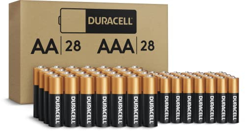Duracell Coppertop - Batterie AA + AAA, confezione da 56 batterie doppia A e tripla A, con alimentazione a lunga durata, per dispositivi domestici e da ufficio (imballaggio per e-commerce)