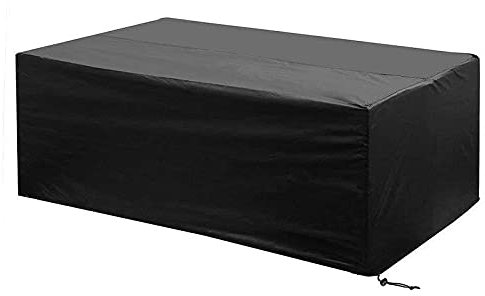 EMSMIL Copertura Tavolo da Giardino Esterno 213X132X74cm Copritavolo Impermeabile Rettangolare Antipolvere Oxford Coperture per Arredo Grande Telo Protettivo Mobili per Divano Angolare Sedie Nero