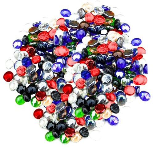 ARSUK Glass Pebbles Colored Stones, 5LB Flat Marbles – Decorative Glass Gems for Vases, Glass Beads for Vases, Mancala Stones, Table Scatter, Wedding Décor, Aquarium & Home Use, (400pcs, 0.7-0.8'')