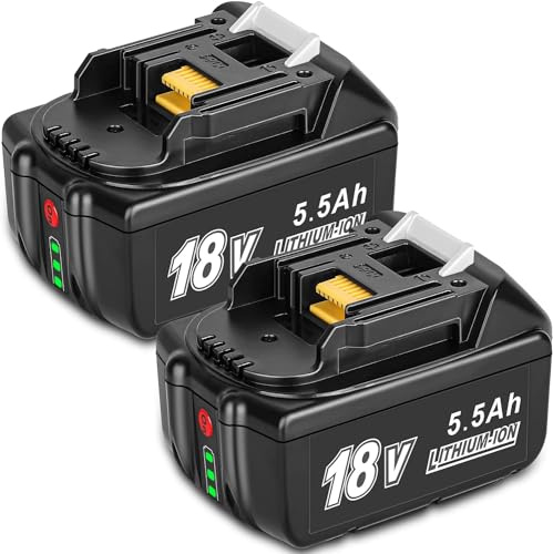 KUNLUN 2 Stück 5500mAh Ersatzakku für Makita Akku 18V BL1850 BL1860B | Li-ion Akku Kompatibel mit Makita 18V LXT BL1830 BL1860 BL1840 BL1815 BL1855 BL1835 BL1820B 194205-3 LXT-400 Werkzeugakku