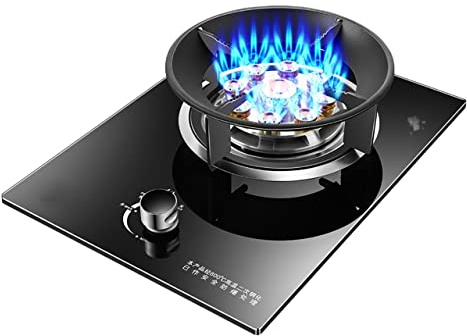 Table de cuisson à gaz de camping portable Table de cuisson à gaz intégrée 5,2 kW Plaque de cuisson en verre 1 brûleur, avec bouton en alliage de zinc et protection contre les pannes de flamme, pour