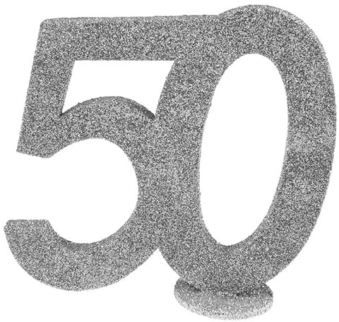 PAINT IT EASY NEU Aufsteller Geburtstags-Zahl 50, Glitter-Silber, ca. 10cm