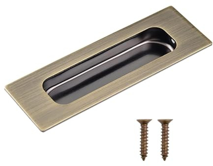 MiJunHD Recessed Flush Door Handles Stainless Steel Cabinet & Furniture Door Pulls Bronze 120 * 40mm Rectangle-Hidden Holes Rectangle Handles/Pulls for Interior & Closet Doors