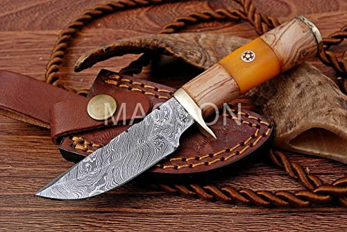 Damast Messer Damaszener Stahl Jagd Jagdmesser Knife Damascus Hunting 702EA