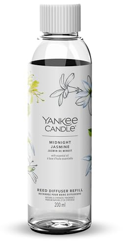 Yankee Candle Signature Nachfüllung für Diffusor mit Rattanstäbchen | Midnight Jasmine | 200ml | bis zu 20 Wochen Duft | Perfekte Geschenke für Frauen