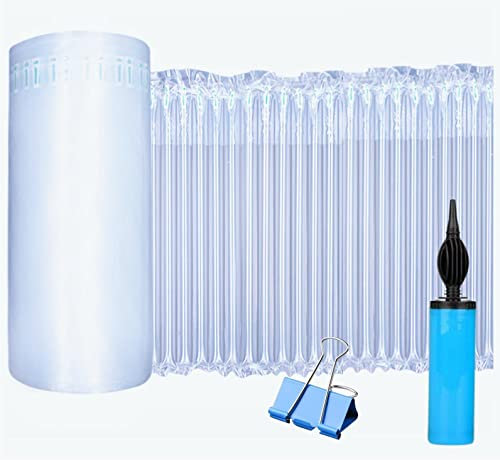 ‌Luftsäulenfolie Rolle Verpackungsmaterial Luftpolsterfolie‌, 40cm x 50m Inflatable Schaumstoff Polsterfolie Roll mit Handpumpe, Luftkissen für Schwerlastschutz, Versandbedarf, Verpackungen & Umzüge