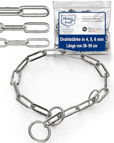 Stainless Steel Combination Chain for Dogs – The Original with Pull Stop – Long Term Chain Collar – 6 mm Thick – Length 95 cm