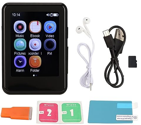 Reproductor MP3 MP4 WiFi con Bluetooth 5,0, Reproductor de Música con Pantalla Táctil HiFi sin Pérdidas con Altavoz, Radio, Grabadora, Libro Electrónico, Reloj (8GB)