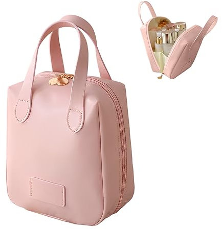 Kosmetiktasche wasserdichte Make-up-Tasche Tragbare Schminktasche, PU Leder Tragbar Reise Make-up Tasche mit Großer Kapazität Wasserdichter, Kulturtasche Mit Trennwand Tasche Organizer (A)