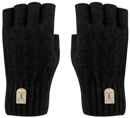 IGTOPS Halbe Fingerhandschuhe,Alpaka, warm Winter verdickt warme gestrickte Handschuhe, Arbeit Laufen Radfahren Fahren Männer Frauen fingerlose Handschuhe, Winter Fingerlose Handschuhe