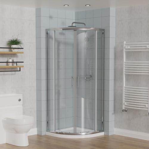 Aquariss Quadrant Shower Enclosure Chrome 800x800x1900mm | Quick Assemble, Sliding Doors, Aluminum Profile, 6mm Tempered Glass, Easy Clean, Stainless Steel Handle, Wall Adjustable