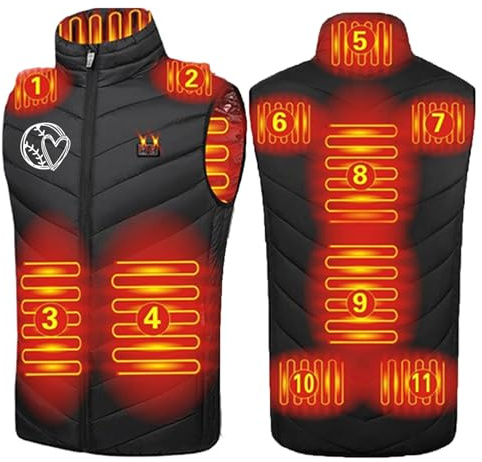 Gilet Chauffant Polaire Sans Manche Homme Femme Avec Batterie Externe Incluse Veste Chauffante Polaire éLectrique 11 Zones de Chaleur Manteau Polaire Chauffant Hiver Pour Moto Chasse RandonnéE