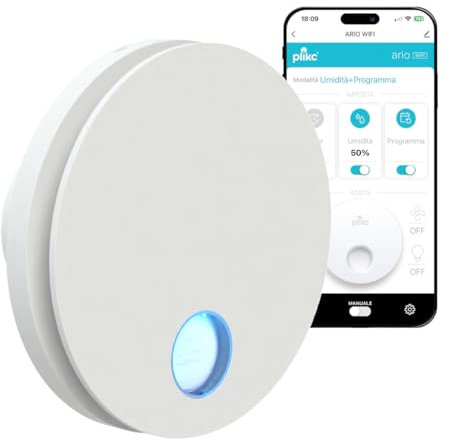 plikc Ario W - Aspiratore WIFI da parete ad aspirazione assiale con sensore di Umidità e Timer - 100% MADE IN ITALY (Diametro 120 Bianco)