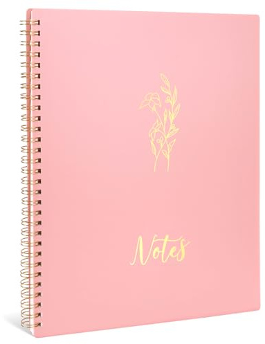 Koogel Spiral Notebook, 22x27cm Journal With 160 Lined Pages For Women College Ruled Notebook Cute Light Pink Travel Journals for Gift Office School Supplies