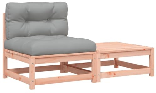 vidaXL Gartensofa ohne Armlehnen mit Kissen und Hocker