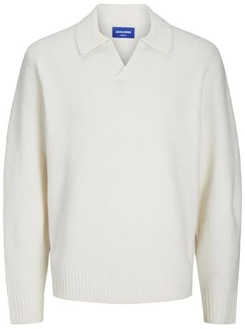 JACK & JONES JOROLLIE Knit LS Polo, Crème, S