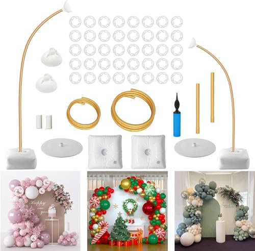 Balloon Arch Stand Kit, Free Bending 2.5M & 1.5M Half Arch Balloon Column Stand, Balloon Stand for Floor, Backdrop Decoration for Wedding, Birthday, Graduation, Christmas, Halloween
