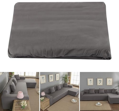 WPKD BLUEIY Sofa Cover, 3 and 2 Seat Corner Sofa Slipcover Polyester L Shape Home Furniture Soft Couch Sofa Protector for Dogs Water Resistant(Gray)