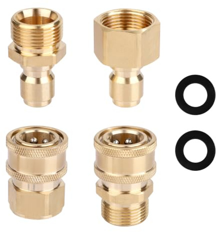 NQEUEPN 4pcs M22-15mm à 0,64cm Kit Adaptateur Nettoyeur Haute Pression, Coupleur pour Nettoyeur Haute Pression à Connexion Rapide & Déconnexion Rapide de 0,64cm pour Tuyau Laveuse Électrique 5000 PSI