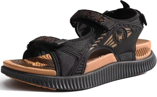KuaiLu Sandalias Trekking Deportivas Mujer Comodas Caminar Ortopedicas Fascitis Plantar Sandalias Senderismo Verano Abierta Ligera Cuero Ajustables Antideslizantes Montaña Negro Caqui 38