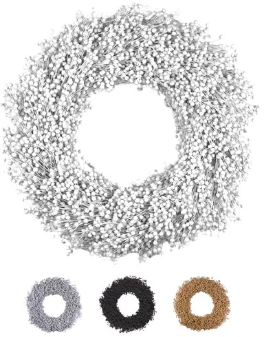 PHILARO Flachskranz Ø 40cm Weiß - kein Plastik I Trockenblumen Premium Qualität aus Europa - Trockenblumenkranz - Türkranz - Tischkranz - Wandkranz - Flachskranz