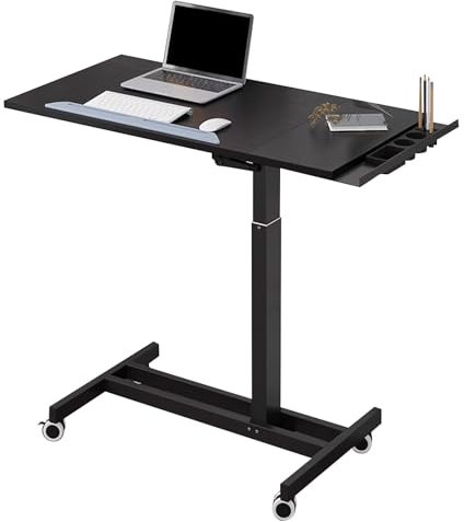 LYXXJRYBHD Zeichentisch Mit Rädern, Zeichenbrett, Bett Tabletttisch, Architektentisch, Höhenverstellbar, für Zuhause, Büro, Krankenhaus(Black)