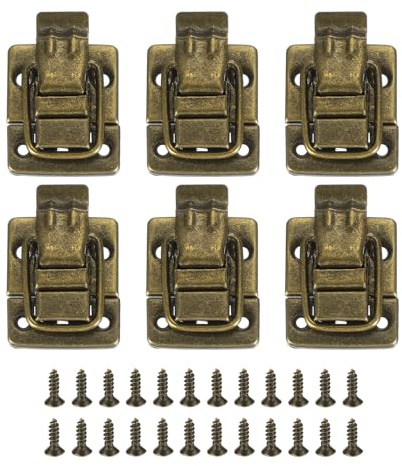 PATIKIL Chiusure Leva Chiusura a Scatto per Cassettiera, 6pz Fibbie in Metallo Valigie Scatole Stile Retrò con Vite per Imballaggi in Legno Cassetta Attrezzi Armadietto, Bronzo