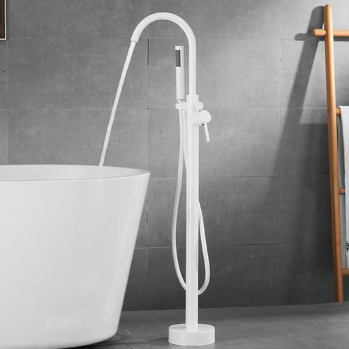 Generisch Badewanne Armatur Freistehende Badewannenarmatur Weiß Badewannenarmaturen Set 360° drehbarer Auslauf Badewannen Mischbatterie