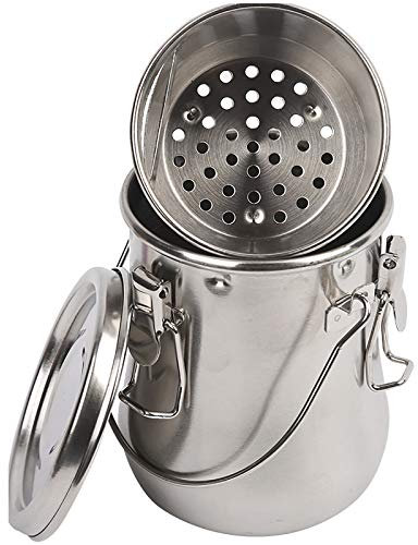 SDFGBNJK Edelstahl tragbarer künstler pinselwascher, malerpinsel Reiniger mit Deckel Griff doppelschichtiger wascher behälter siebfilter haltespirale pinselhalter,Silber