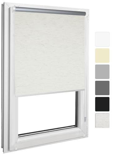 Home-Vision® Verdunkelungsrollo Klemmfix, ohne Bohren mit Klämmträgern, Fensterrollo, Seitenzugrollo, Verdunklungsrollo, Lichtundurchlässig Thermorollo (Light Beige, B130cm x H220cm)