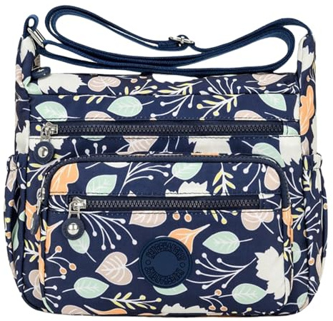 FAVORTALK Large Crossbody Bags for Women Waterproof -Multi Pocket Handbags Lightweight Nylon Messenger Bag Ladies for Work Travel Purse Daily Use