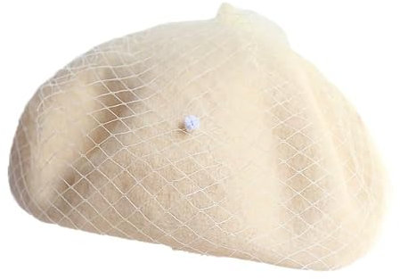 YWQHS 1/2 bérets en Laine pour Femmes avec Voile et Fleur béret français Vintage Taille Unique (56-58 cm) Chapeau de Peintre réglable Chapeau Chaud d'hiver Automne