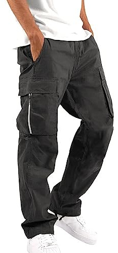 Générique Pantalon Cargo Homme De Travail Vetement Jogging Treillis Casual Activités Noir Camouflage Blanc Tactique Vêtements Chantier Décontracté Multi Poches Gris Survêtement