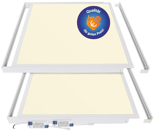 LECOM 2x LED Panel 62x62 Warmweiß 3000K 4000lm mit Aufbaurahmen Aufputz | Hochwertiges LED Deckenpanel mit Rahmen für die Aufputzmontage. Warmweißes Licht 3000K für Hotels, Restaurants und Lounges.