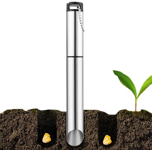 Fioriera per bulbi, trapiantatore manuale per piante, strumento per piantare bulbi, in acciaio inox, con manico lungo, trapiantatore di bulbi da giardinaggio, accessorio da giardino per bulbi di