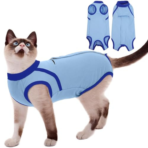 Hjyokuso Katzenbody Nach Op Größe L, Weicher Body Katze Nach Op, Katzenbekleidung Für Katzen, Katzenbody Baumwolle, Katzenbody Nach Op Kastration Katze, Heilungsanzug, E-Halsband Alternative