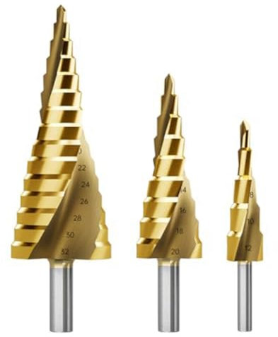 Uxsjakjsd Juego de Brocas Escalonadas, 3 Piezas de Brocas Escalonadas de Titanio, Brocas Cónicas HSS6542 de 4 mm A 32 mm para Metal, Madera, PVC B