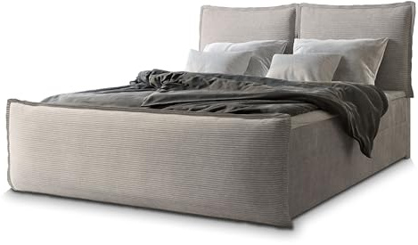 Masseno Boxspringbett Monta 180x200 cm Komplett-Set mit Matratze und Topper, Polsterbett mit Zwei Bettkästen -Beige, Lincoln 83