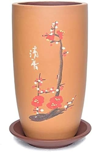 Maceta para flores, maceta para plantas suculentas, maceta de cerámica con bandeja de porcelana, orificio de drenaje, maceta para interiores y exteriores, suculentas, orquídeas, hierbas, menta y más